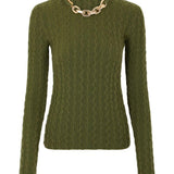 Maglione con dettaglio a catena in verde Rabanne - donna 