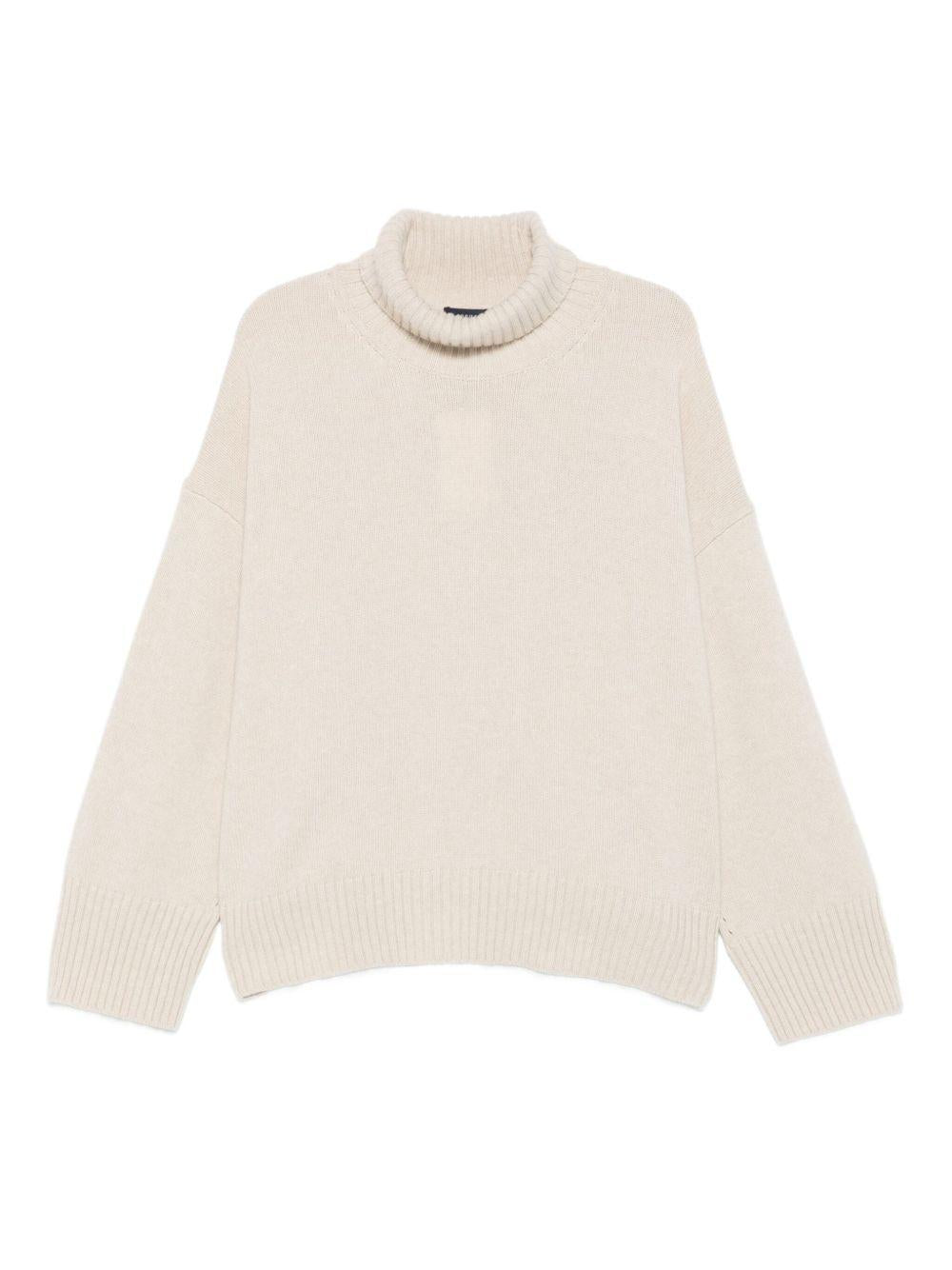 Maglione William a collo alto écru 