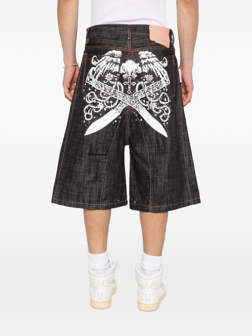 Shorts denim con stampa grafica in blu Pdf - uomo 