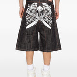 Shorts denim con stampa grafica in blu Pdf - uomo 