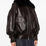 Giacca con colletto in pelliccia in marrone Khaite - donna 