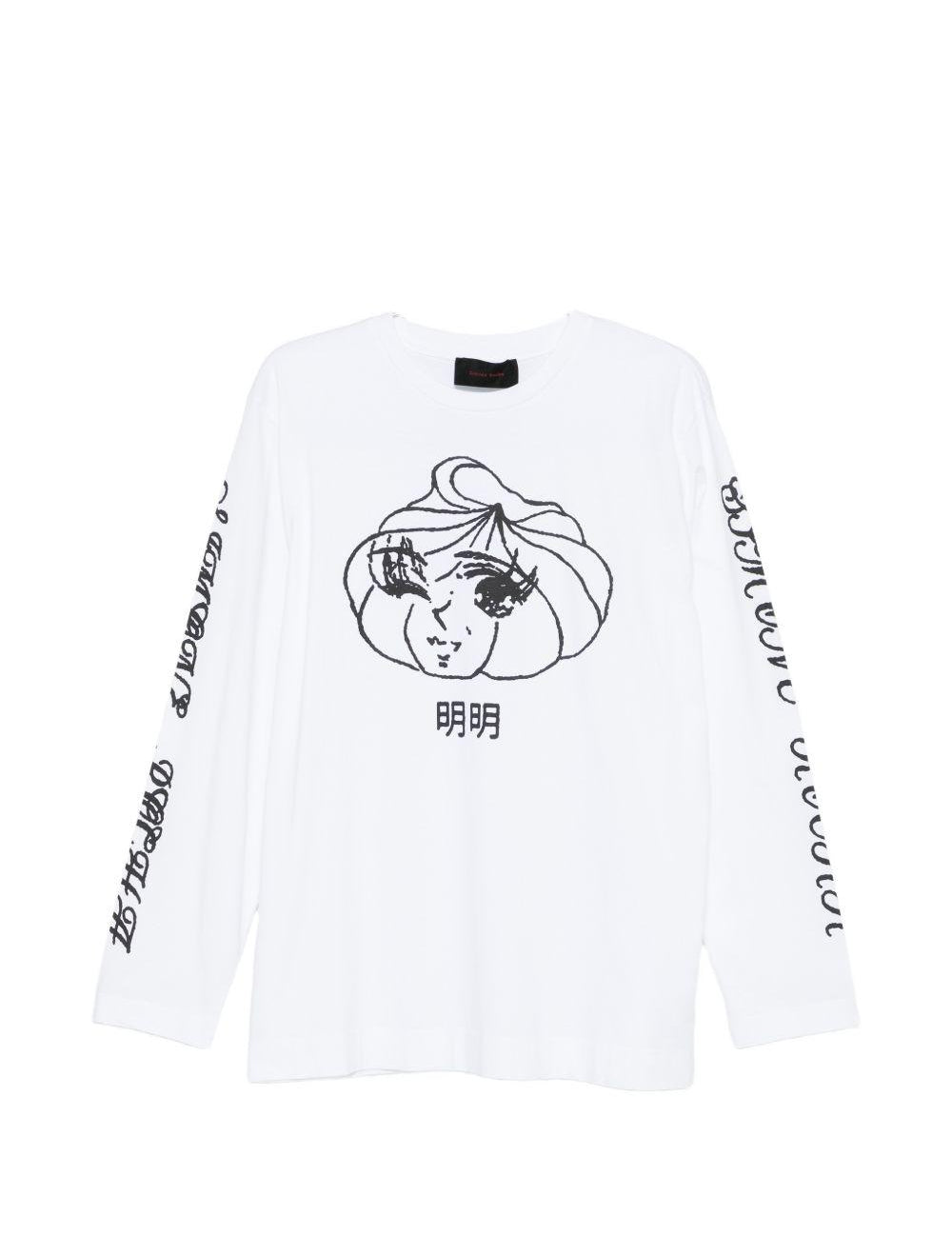 T-shirt a manica lunga stampata in bianco Simone rocha - uomo 