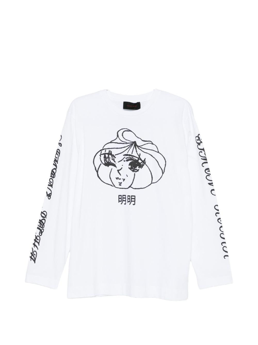 T-shirt a manica lunga stampata in bianco Simone rocha - uomo 