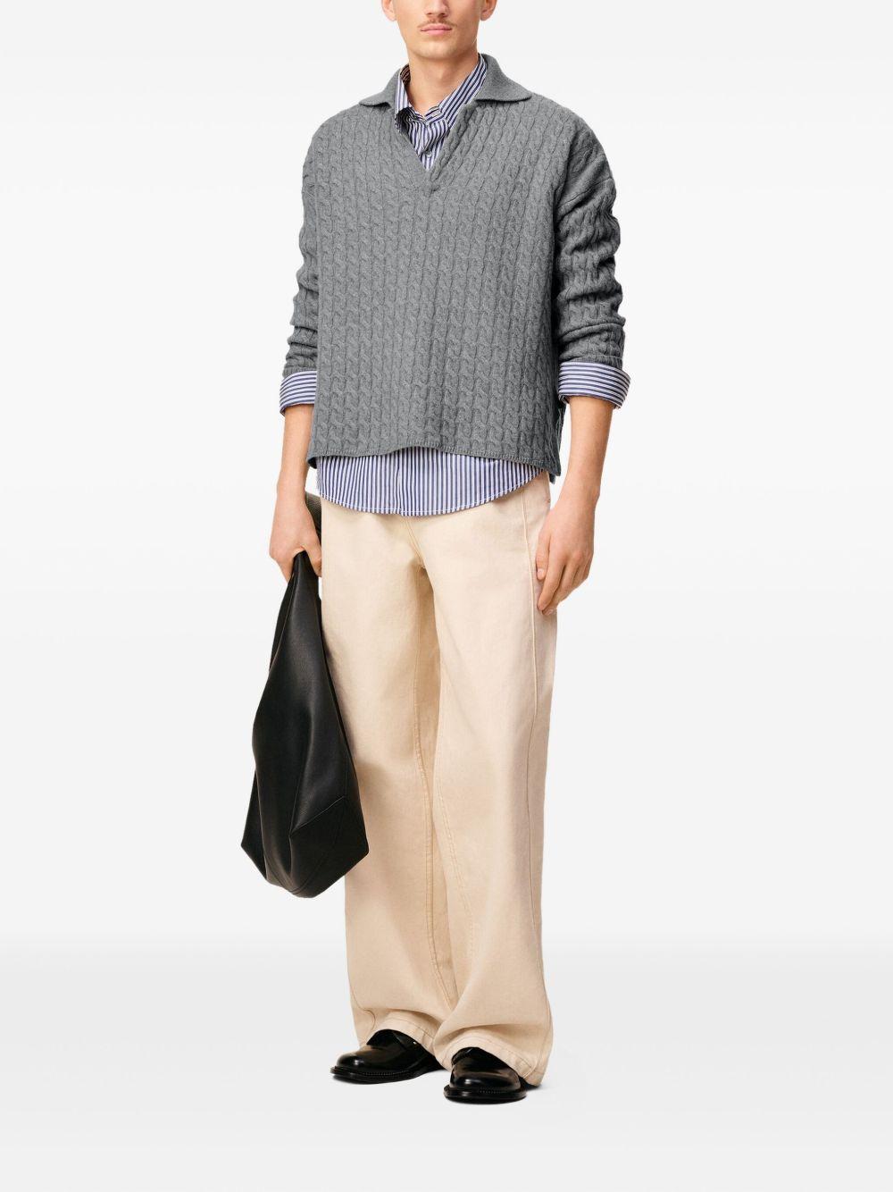 Maglione polo a trecce in grigio Ami paris - unisex 