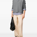Maglione polo a trecce in grigio Ami paris - unisex 