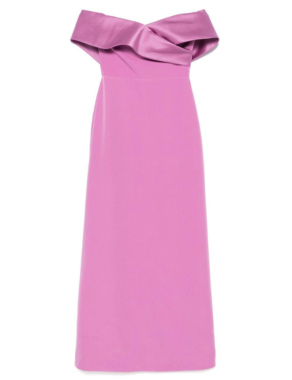 Abito lungo con scollo asimmetrico in viola Rhea Costa - donna 