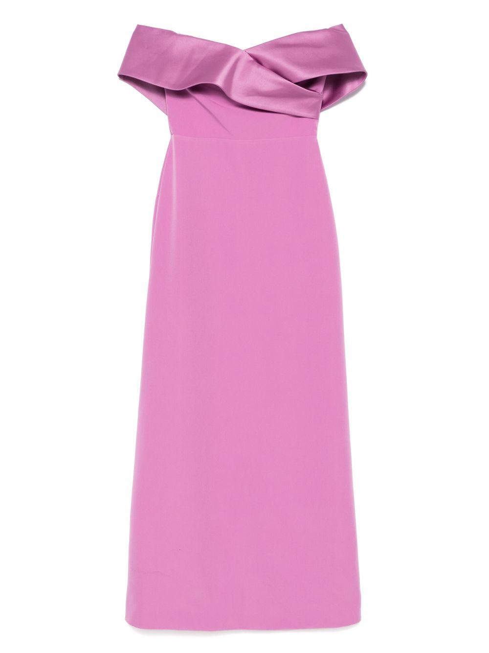 Abito lungo con scollo asimmetrico in viola Rhea Costa - donna 