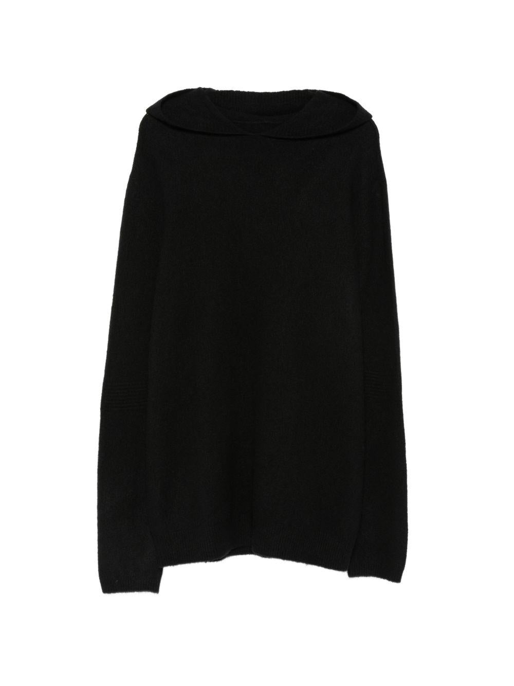 Maglione con cappuccio in cashmere in nero 