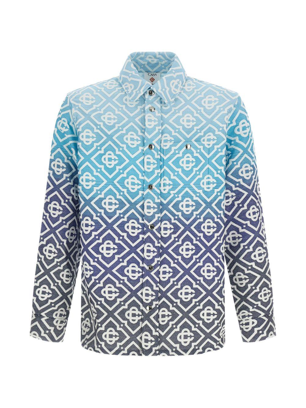 Giacca-camicia con monogramma in celeste e grigio Casablanca - uomo 