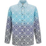 Giacca-camicia con monogramma in celeste e grigio Casablanca - uomo 