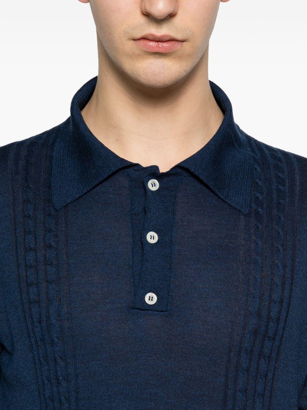 Polo a maniche corte con texture in blu Kiton - uomo 