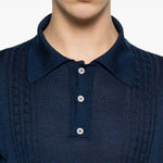 Polo a maniche corte con texture in blu Kiton - uomo 