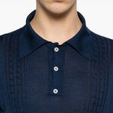 Polo a maniche corte con texture in blu Kiton - uomo 