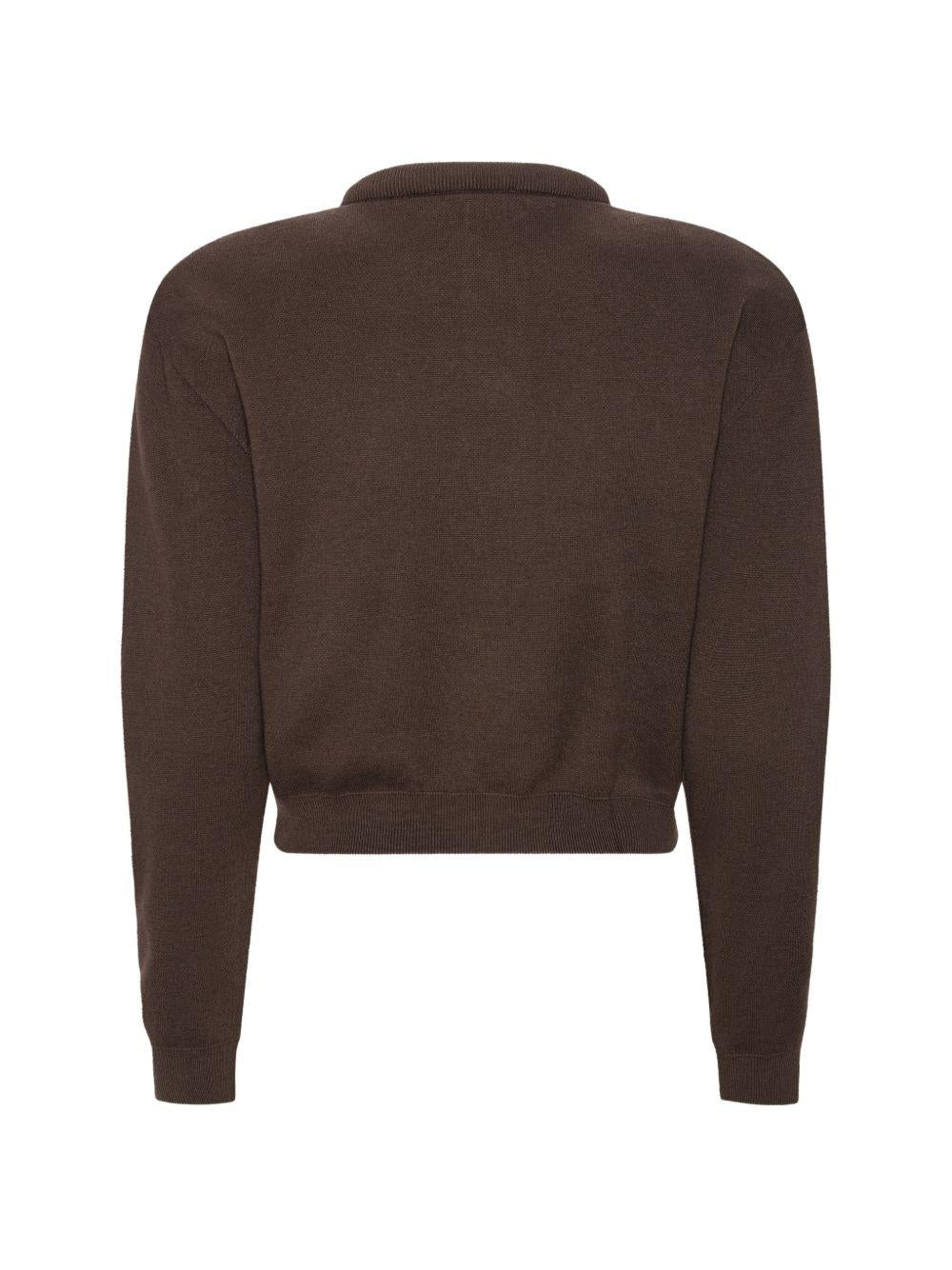 Cardigan con bottoni con logo in marrone 