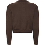 Cardigan con bottoni con logo in marrone 
