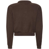 Cardigan con bottoni con logo in marrone 