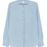 Camicia denim in cotone in celeste Brunello cucinelli - uomo 