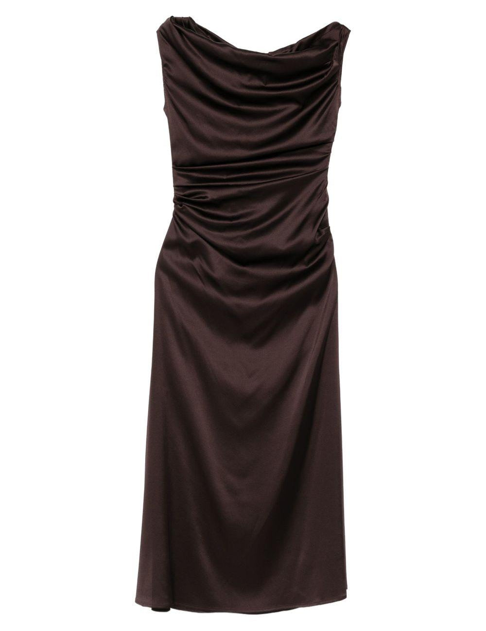 Abito con scollo drappeggiatto in marrone Staud - donna 
