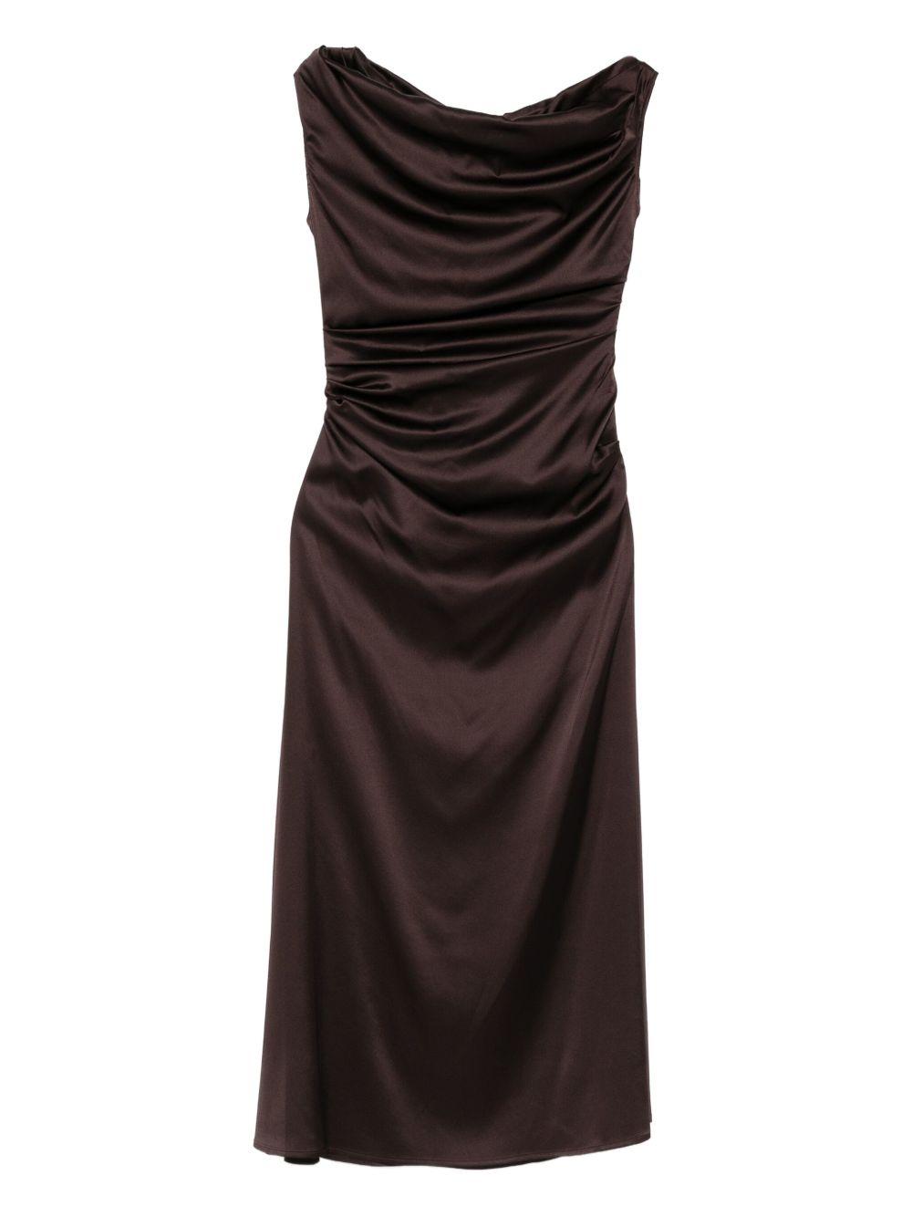 Abito con scollo drappeggiatto in marrone Staud - donna 