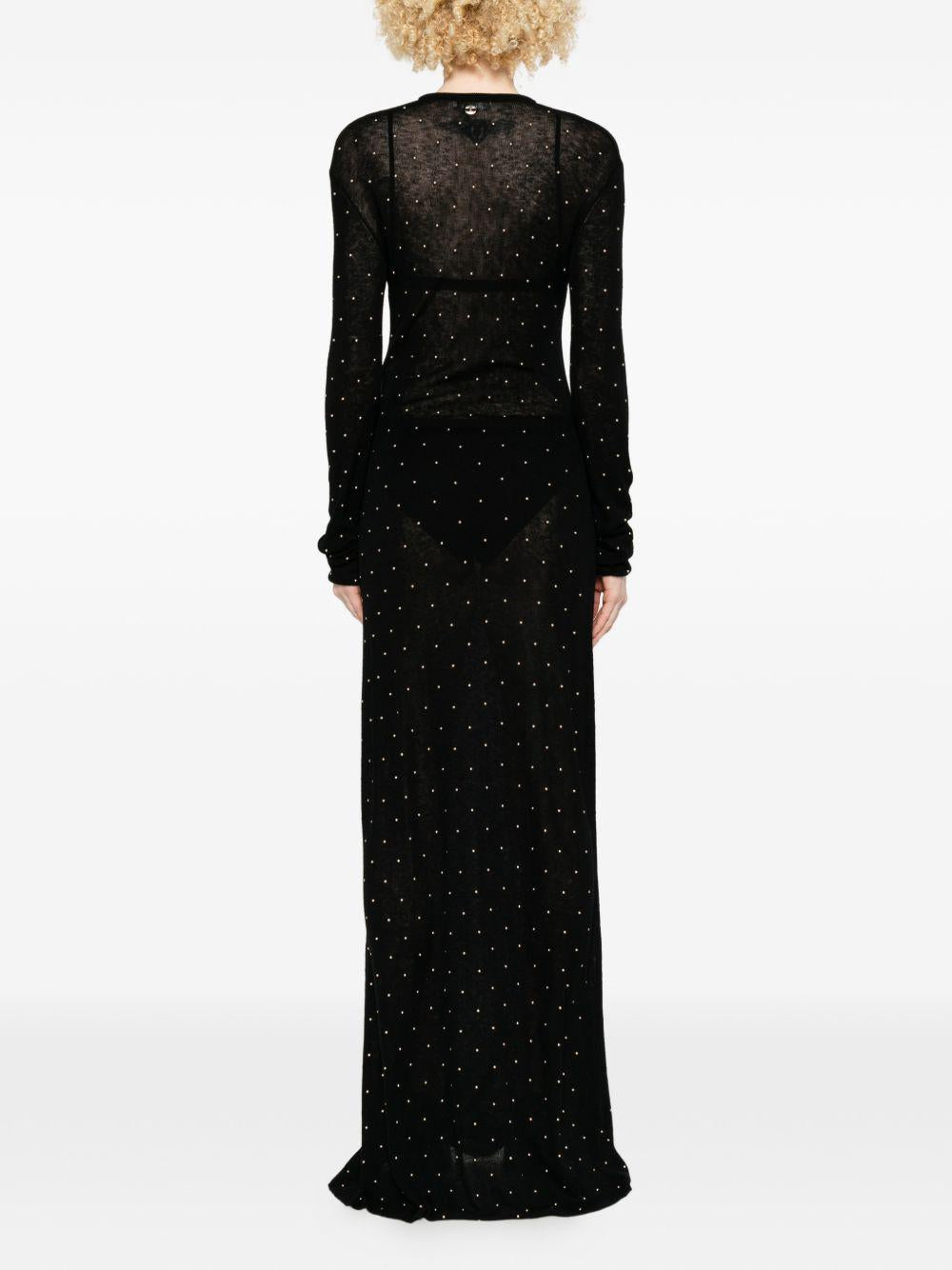 Abito lungo con borchie in nero Rabanne - donna 
