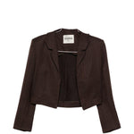 Blazer crop in lino in marrone Batakovic - donna 
