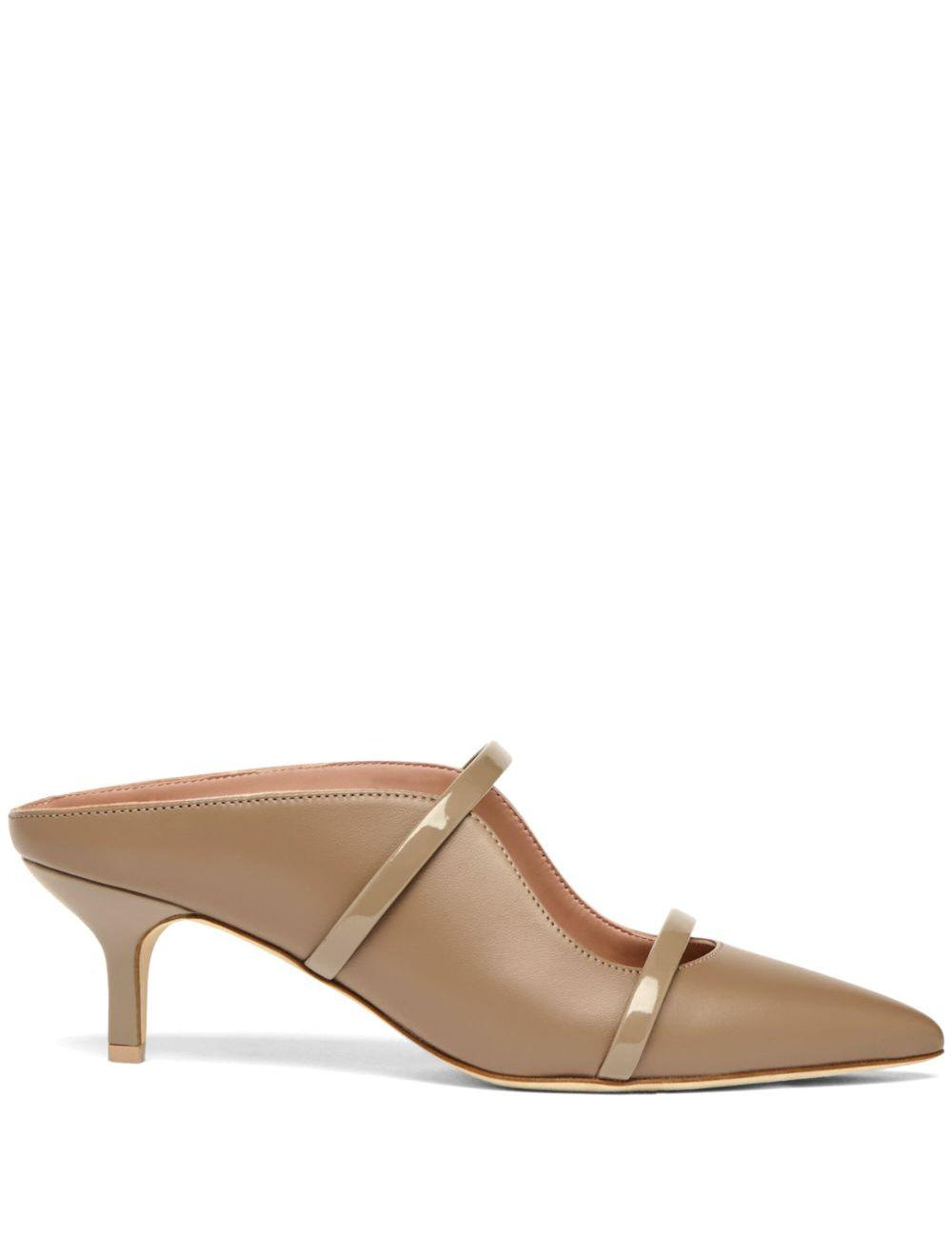 Mules Maureen 45 kitten heel in nappa taupe 