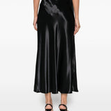 Gonna midi in raso nero Alberta Ferretti - donna 