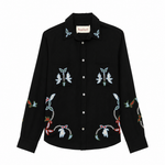 Camicia ricamata a maniche lunghe in  nero Baziszt - uomo 