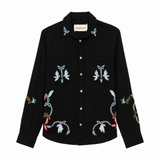 Camicia ricamata a maniche lunghe in  nero Baziszt - uomo 