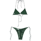 Bikini Marylin con paillettes in verde Oséree - donna 