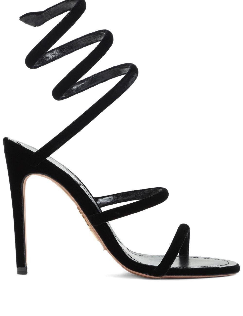 Sandali in velluto cleo in nero Rene caovilla - donna 