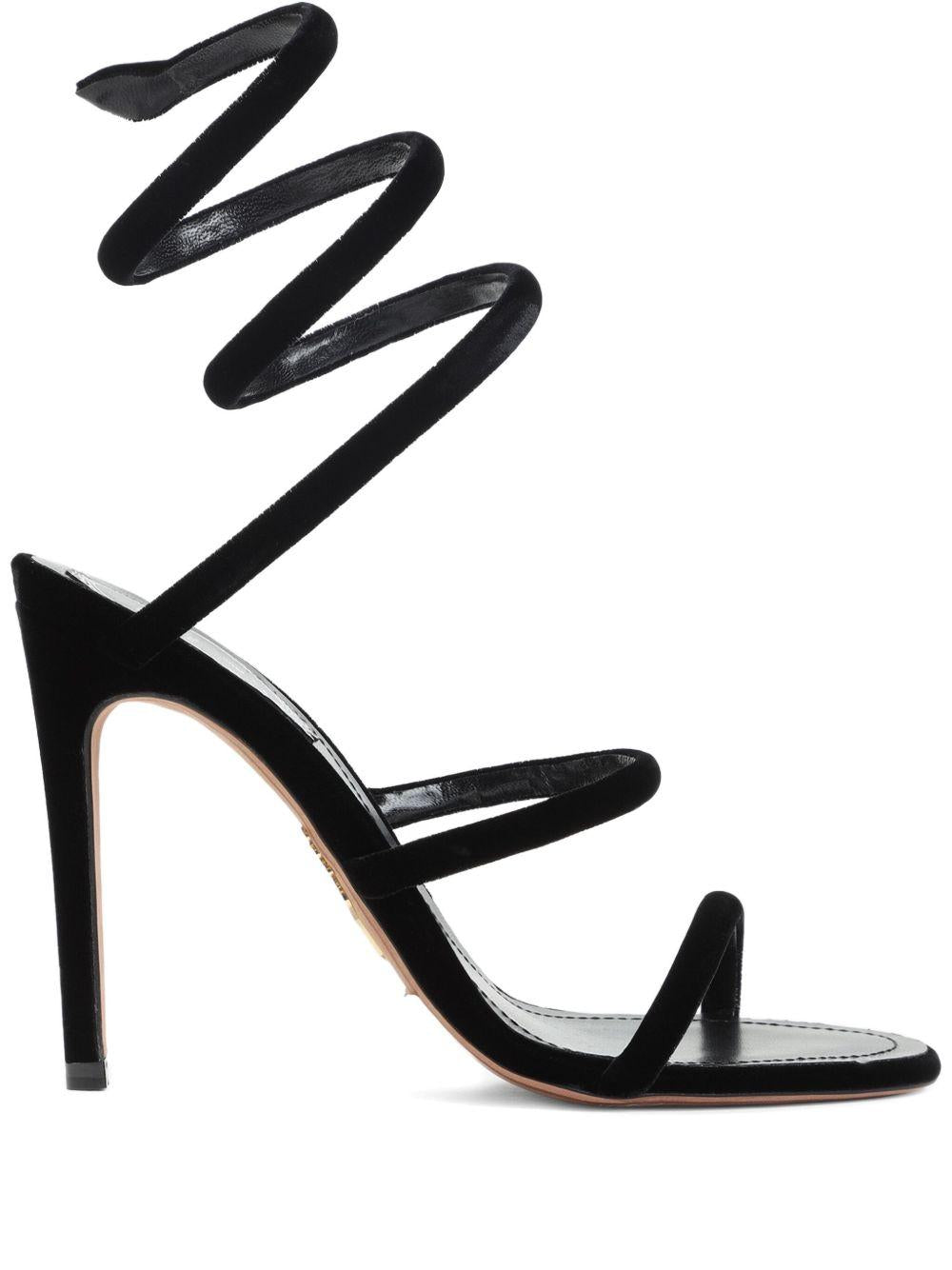 Sandali in velluto cleo in nero Rene caovilla - donna 