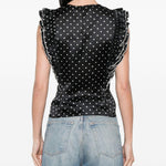 Top a pois con volant in nero Self-portrait - donna 