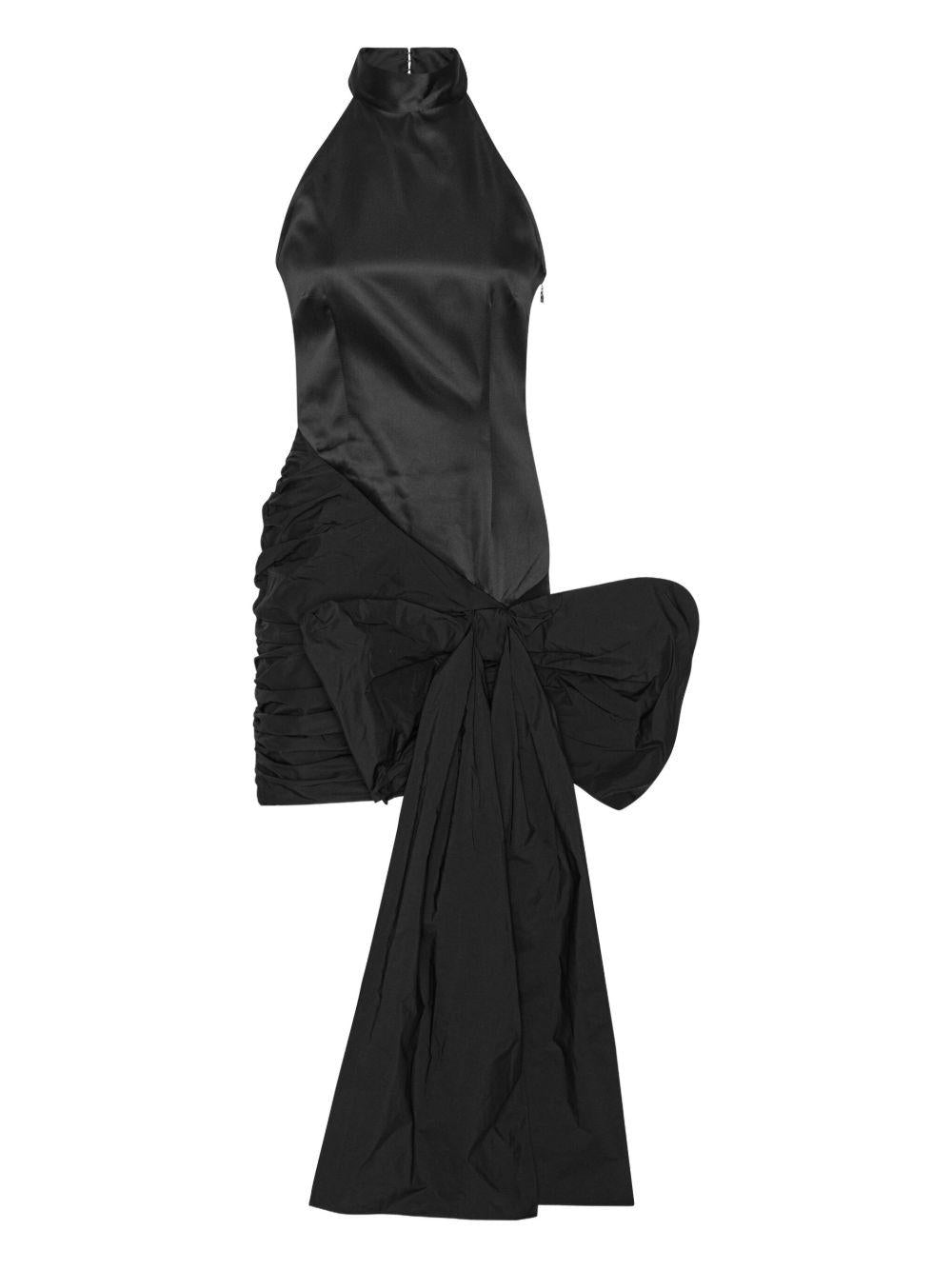 Abito corto con fiocco in nero Rotate - donna 