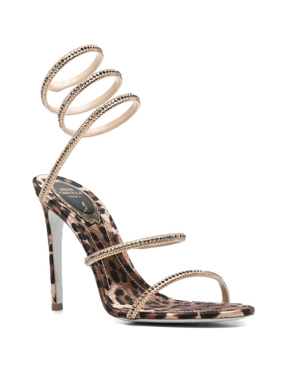 Sandalo juniper con stampa animalier rene caovilla - donna 