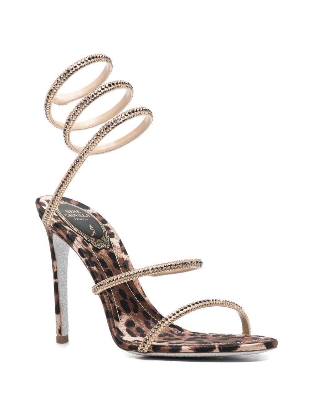 Sandalo juniper con stampa animalier rene caovilla - donna 