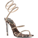 Sandalo juniper con stampa animalier rene caovilla - donna 