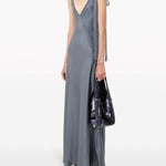 Abito lungo con nodo in grigio - donna 