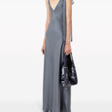 Abito lungo con nodo in grigio - donna 