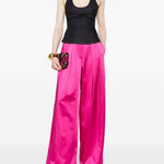 Pantaloni a gamba larga con design satinato pamploma in rosa Dries van noten - donna 
