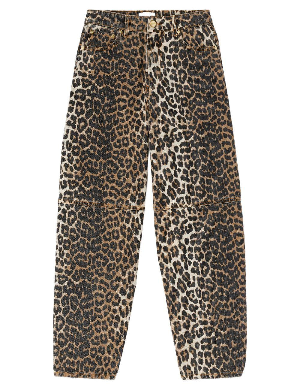 Jeans con stampa leopardata in marrone Ganni - donna 