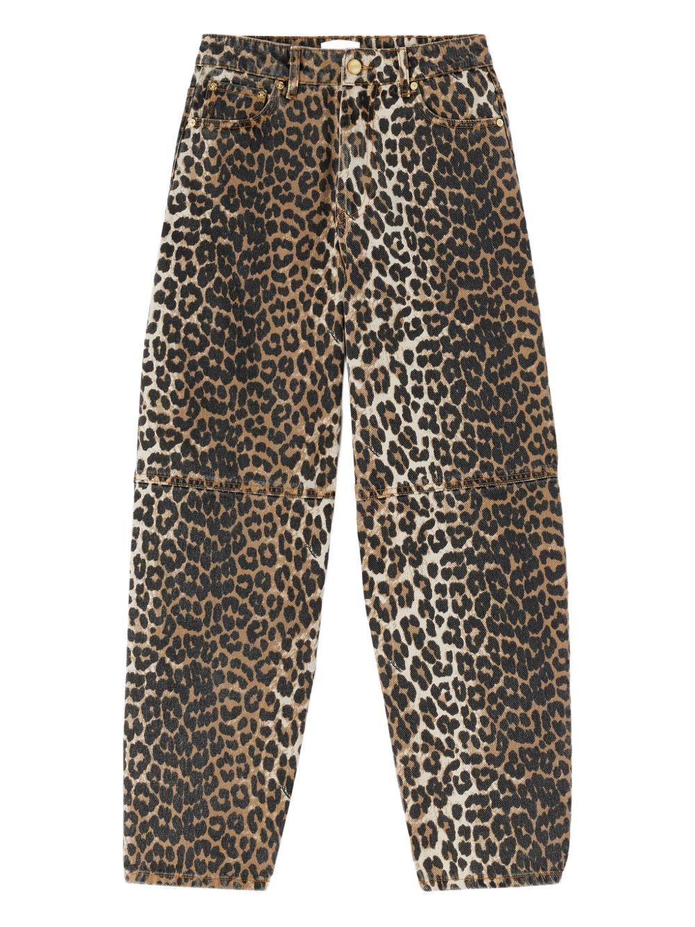 Jeans con stampa leopardata in marrone Ganni - donna 