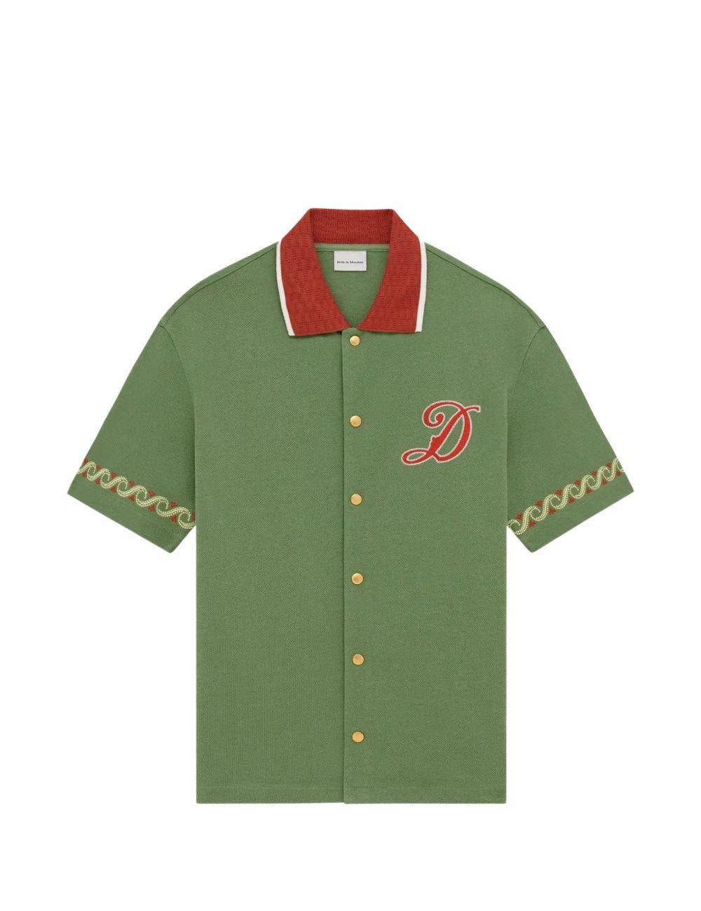 Camicia con logo ricamato in verde Drole de monsieur - uomo 