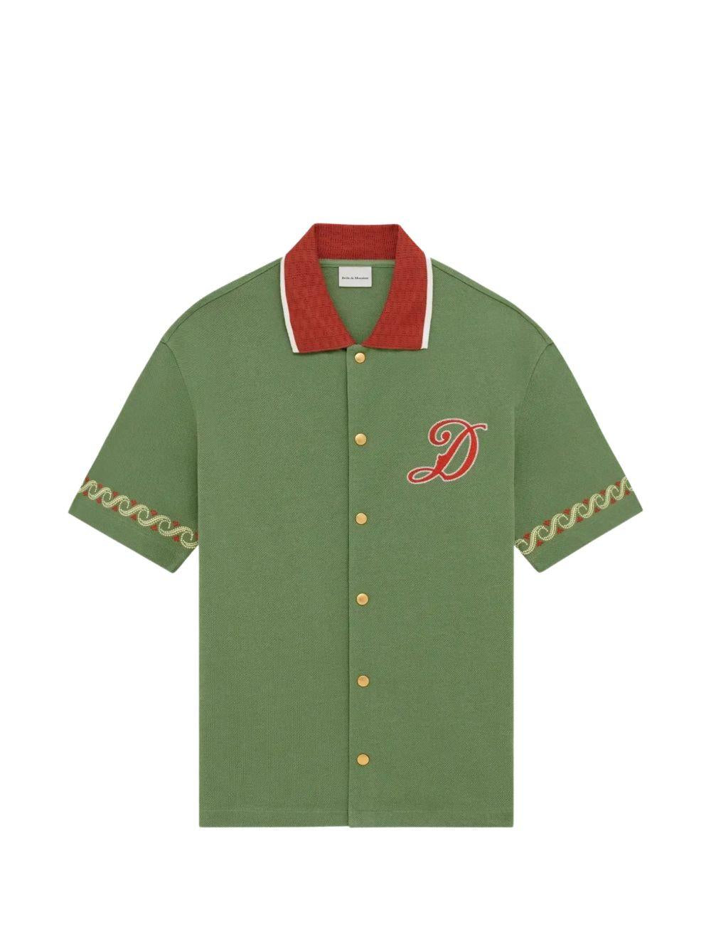 Camicia con logo ricamato in verde Drole de monsieur - uomo 