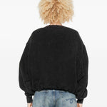 Felpa crop con ricamo in nero R13 - donna 
