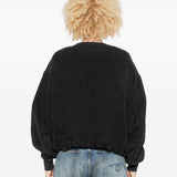 Felpa crop con ricamo in nero R13 - donna 