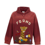 Felpa con taglio grezzo e ricamo in ciniglia in rosso Found - unisex 
