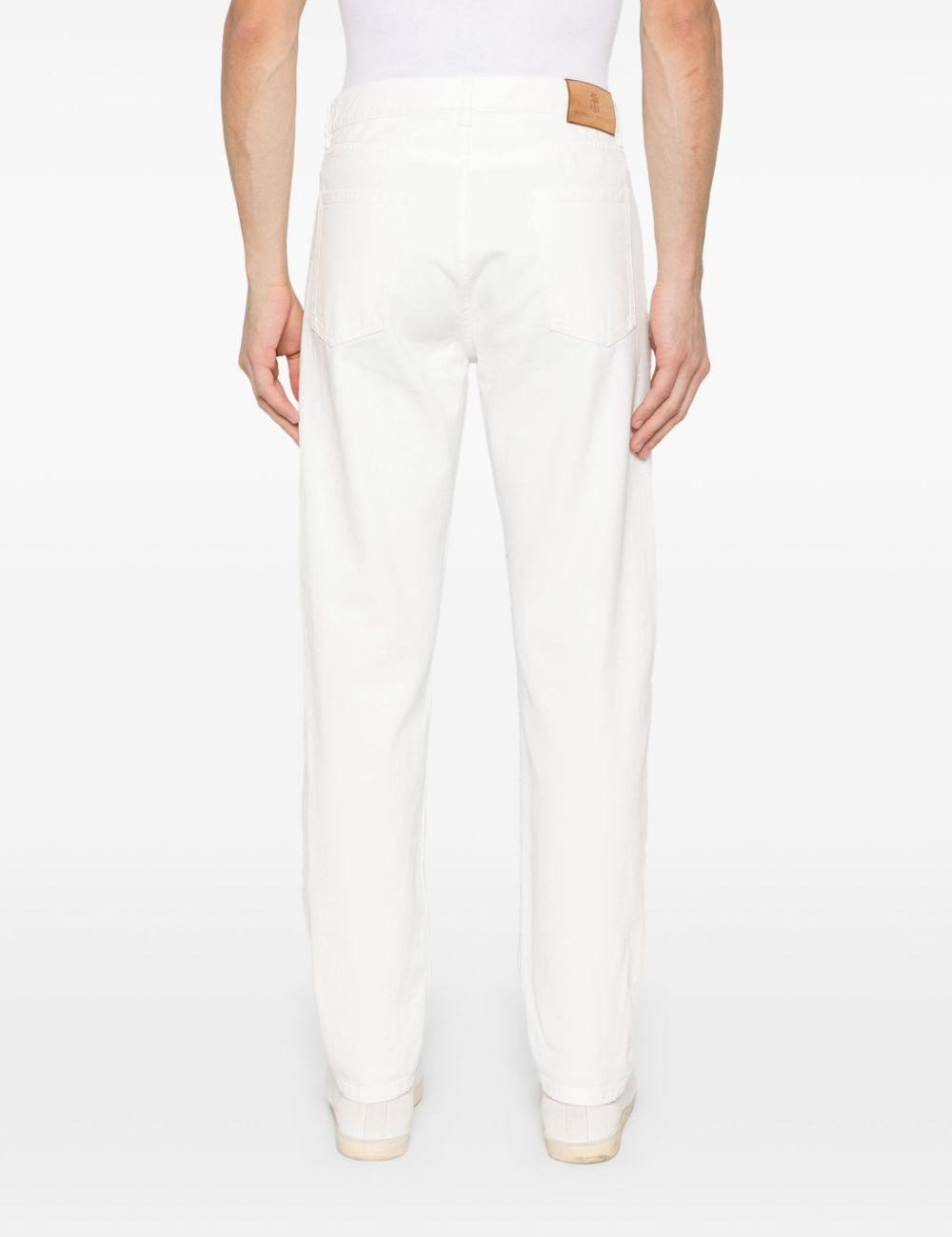 Jeans a gamba dritta in bianco Brunello cucinelli - uomo 