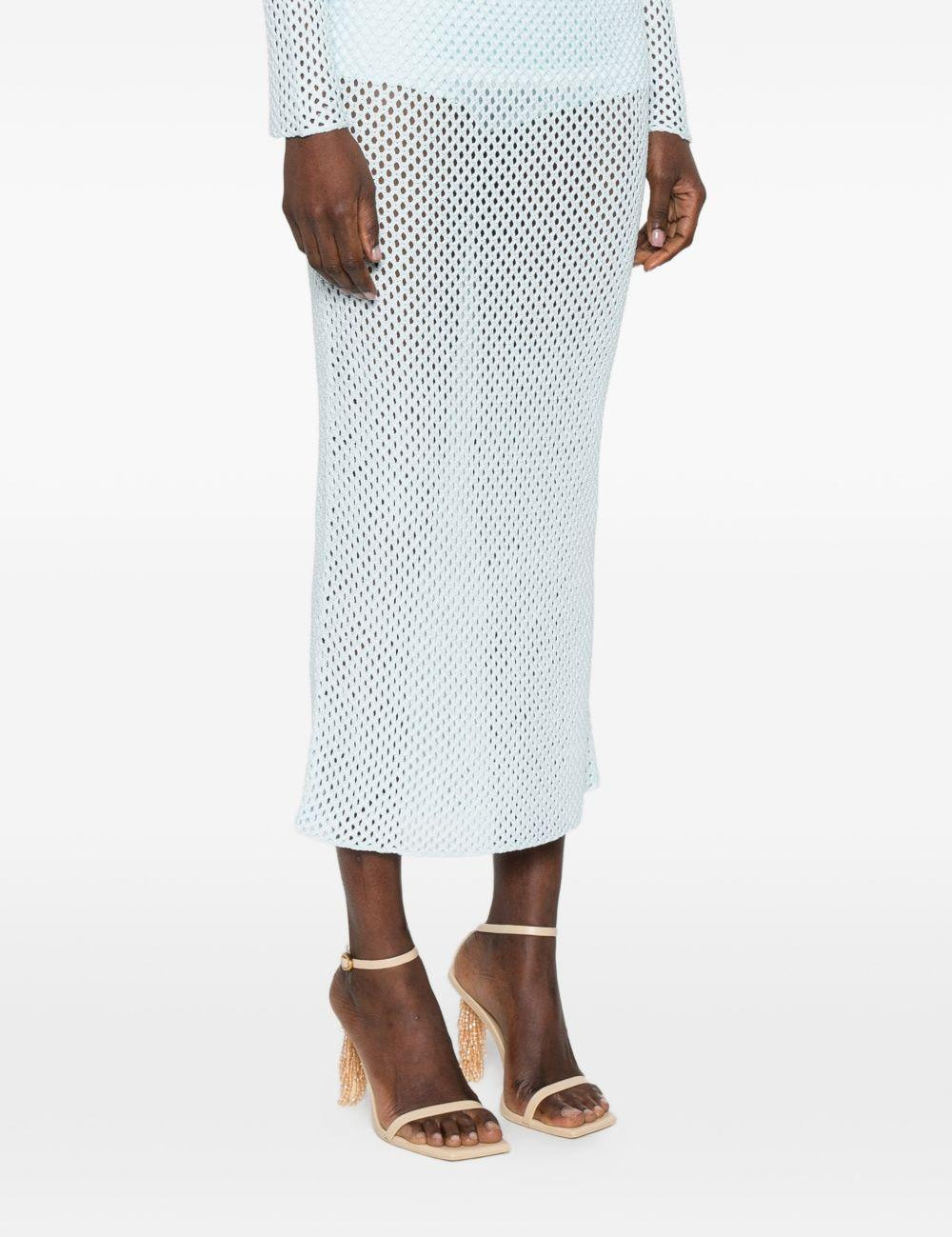 Gonna midi con doppio orlo arricciato in azzurro Simkhai - donna 
