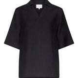 T-shirt con scollo a v ermo in nero Loulou de saison - donna 